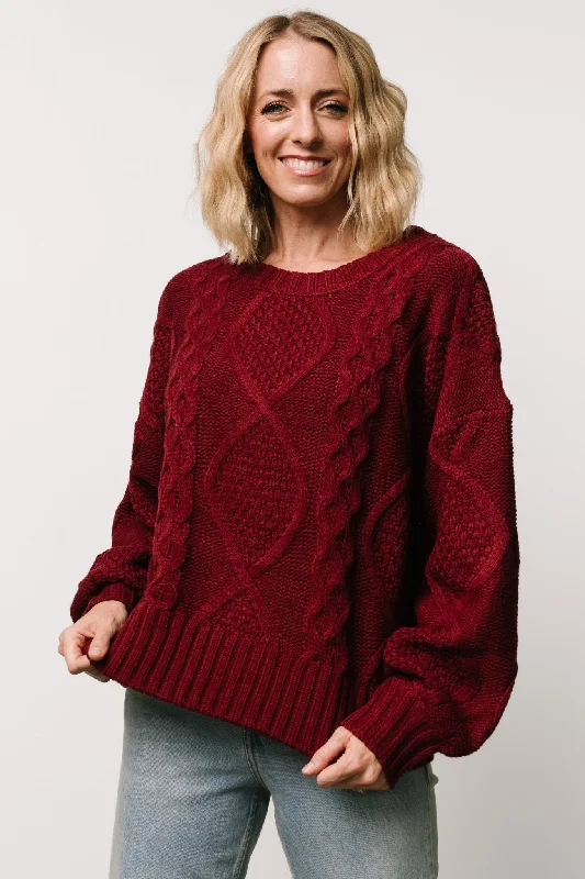 Anthony Knit Sweater | Wine Open Front Closed Front Wrap Front