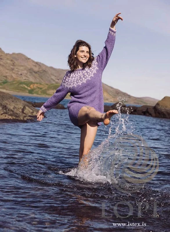 Bláregn Purple wool Sweater - Knitting Kit Machine Wash Dry Clean Hand Wash