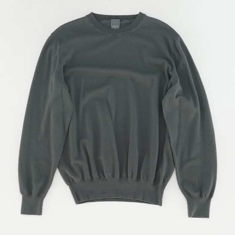 Charcoal Solid Crewneck Sweater Beaded Sweater Sequined Faux Fur