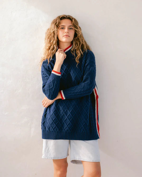 Mersea The Sailor Sweater With Accent Tipping Navy Lightweight Heavyweight Midweight Mersea The Sailor Sweater With Accent Tipping Navy Lightweight Heavyweight Midweight
