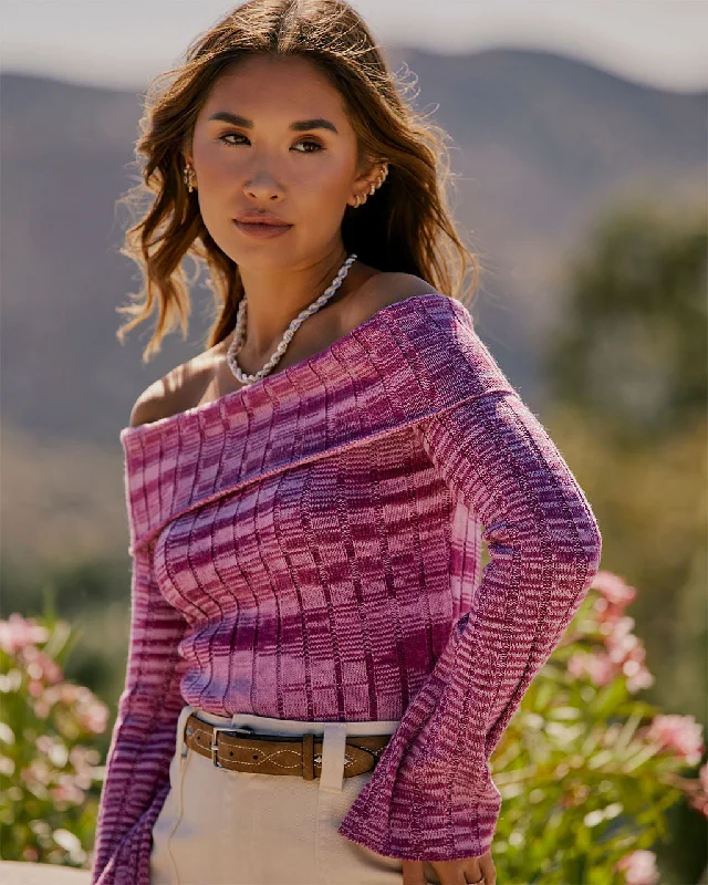 Daphne Off The Shoulder Ribbed Sweater Velvet Chenille Corduroy
