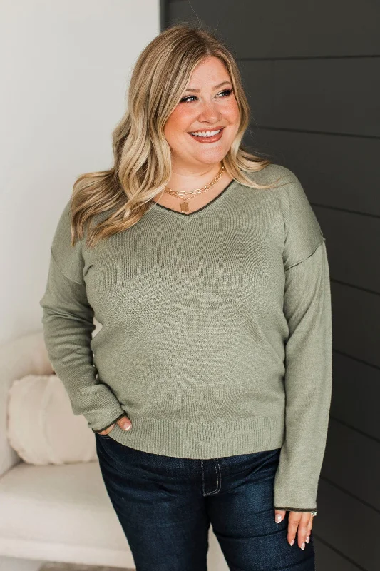 Days To Remember Knit Sweater- Sage Denim Fabric Leather Fabric Suede Fabric