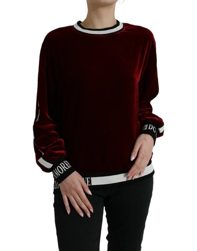 Dolce & Gabbana Elegant Burgundy Silk-Blend Sweater Chenille Fabric Brocade Fabric Lace Fabric Dolce & Gabbana Elegant Burgundy Silk-Blend Sweater Chenille Fabric Brocade Fabric Lace Fabric