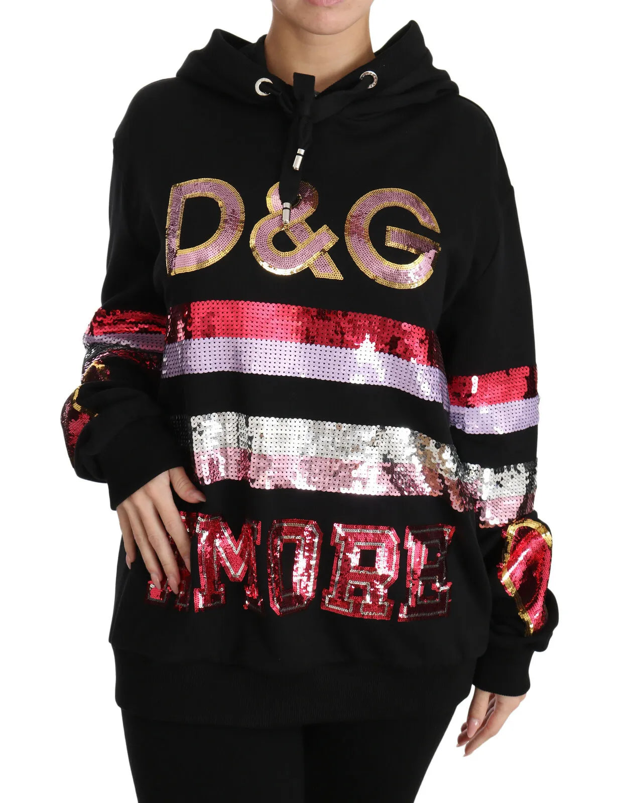 Dolce & Gabbana DG Sequined Hooded Pullover Sweater Anti-Pilling Anti-Shrink Durable Dolce & Gabbana DG Sequined Hooded Pullover Sweater Anti-Pilling Anti-Shrink Durable