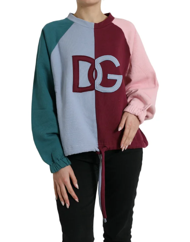 Dolce & Gabbana Multicolor Cotton Crew Neck Sweater Graphic Sweater Embroidered Appliqued Dolce & Gabbana Multicolor Cotton Crew Neck Sweater Graphic Sweater Embroidered Appliqued