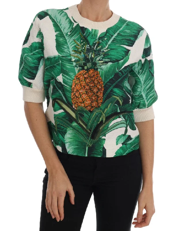 Dolce & Gabbana Tropical Sequined Sweater - Lush Greenery Edition Transparent Opaque Sheer Dolce & Gabbana Tropical Sequined Sweater - Lush Greenery Edition Transparent Opaque Sheer