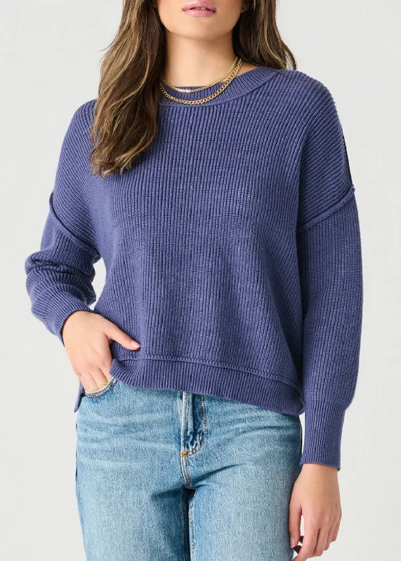 Drop Shoulder Mockneck Sweater Ribbed Striped Patterned