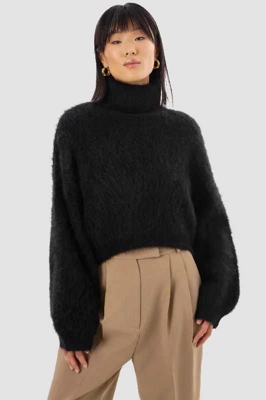 LAMARQUE Women's Garcelle Wool Turtleneck Sweater Sequined Glittery Shiny