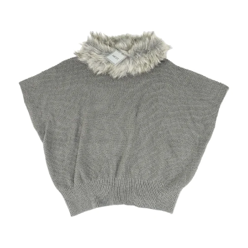 Gray Solid Poncho Sweater Machine Wash Dry Clean Hand Wash