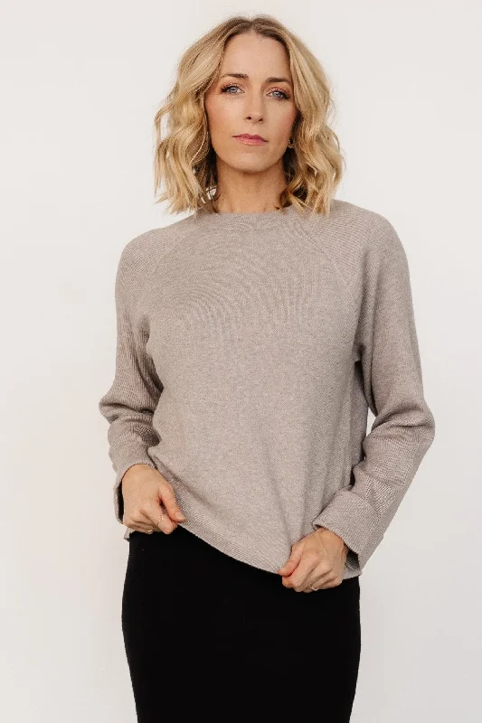 Helena Knit Sweater | Stone Fitted Slim Tailored