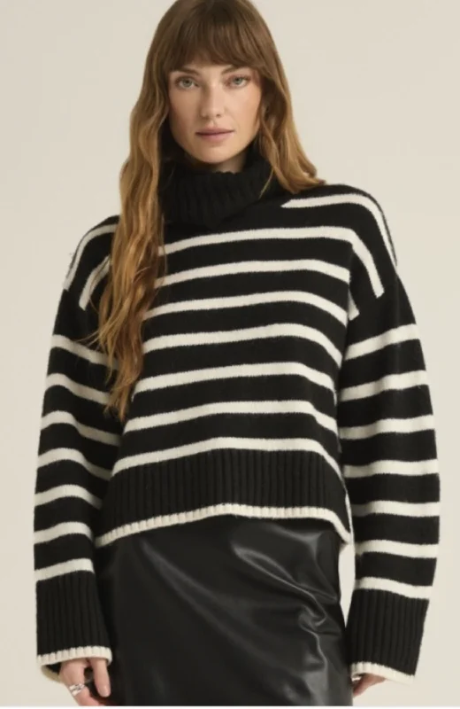 Z Supply - Josephine Stripe Sweater Zippered Buttoned Snapped