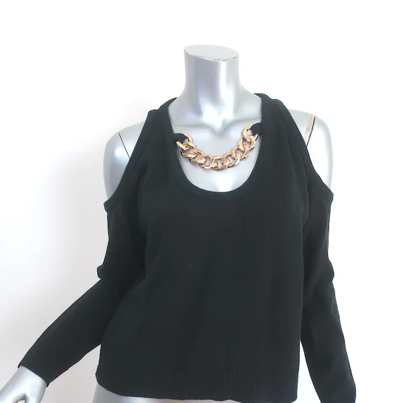 L'Agence Indy Chain Cold Shoulder Sweater Black Size Extra Extra Small NEW Welt Pockets Slit Pockets Flap Pockets L'Agence Indy Chain Cold Shoulder Sweater Black Size Extra Extra Small NEW Welt Pockets Slit Pockets Flap Pockets