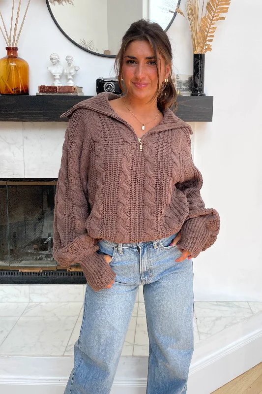 Let's Cuddle Sweater in Brown Soft Cozy Warm