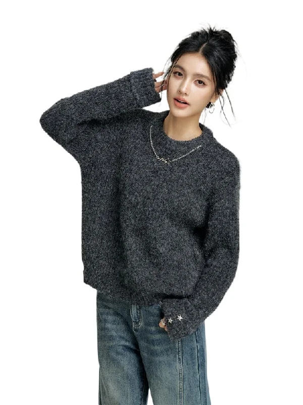 Chain Decor Sweater Slim Fit Regular Fit Oversized