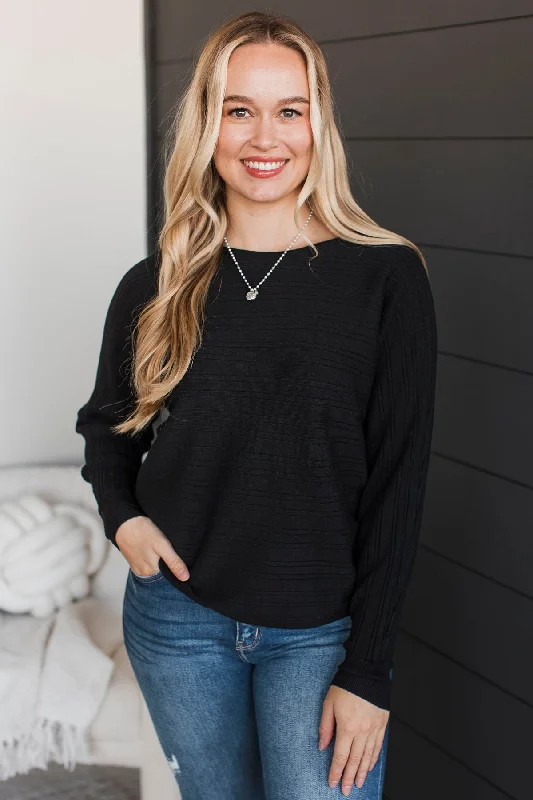 Make It Matter Knit Sweater- Black Fitted Loose Oversized