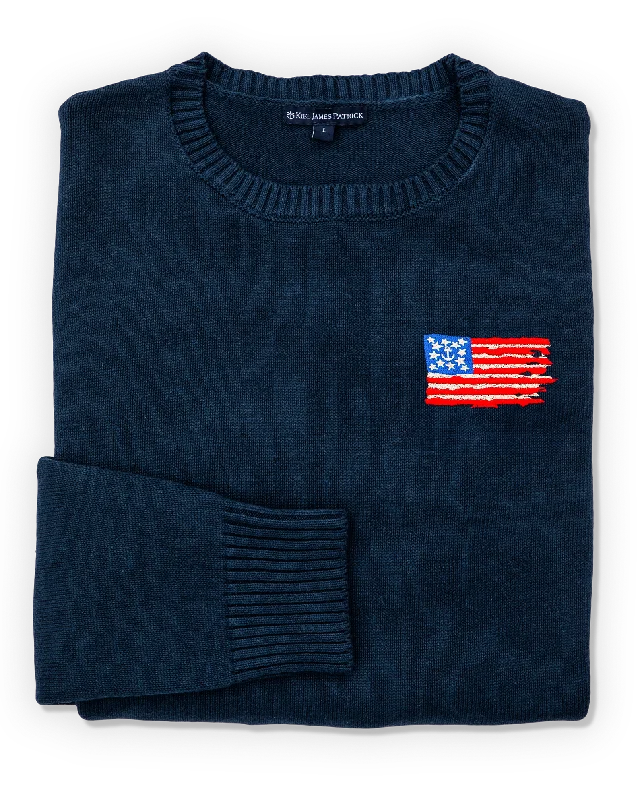 Old Glory Embroidered Sweater (Women's) Open Front Closed Front Wrap Front