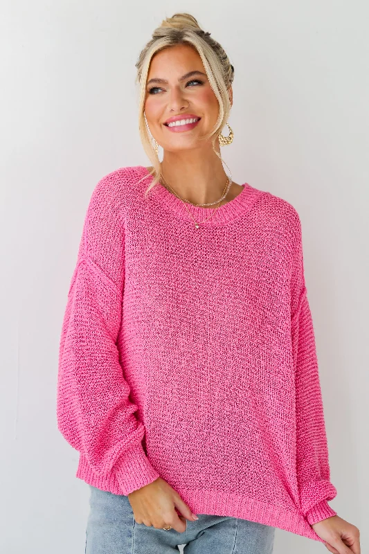 FINAL SALE - Perfect Mix Pink Lightweight Knit Oversized Sweater Hooded Caped Shawl Collar FINAL SALE - Perfect Mix Pink Lightweight Knit Oversized Sweater Hooded Caped Shawl Collar