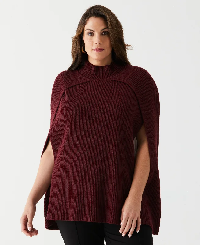 Poncho Sweater Mesh Blend Leather Blend Suede Blend