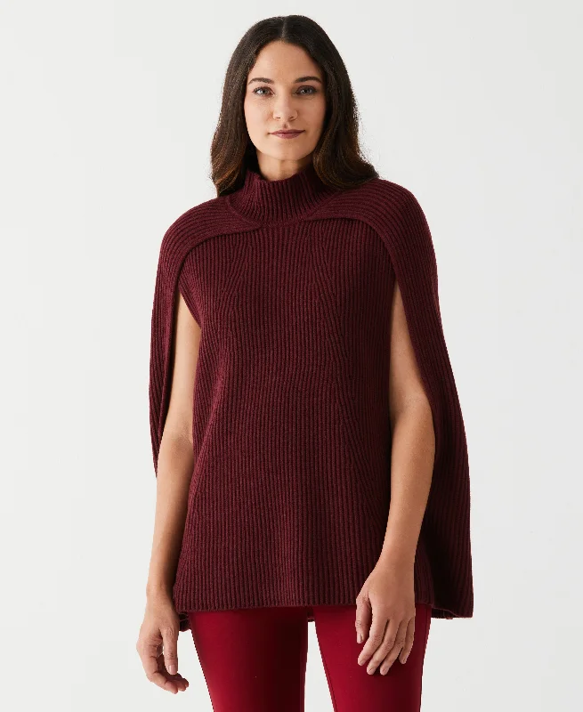 Poncho Sweater Ribbed Striped Patterned