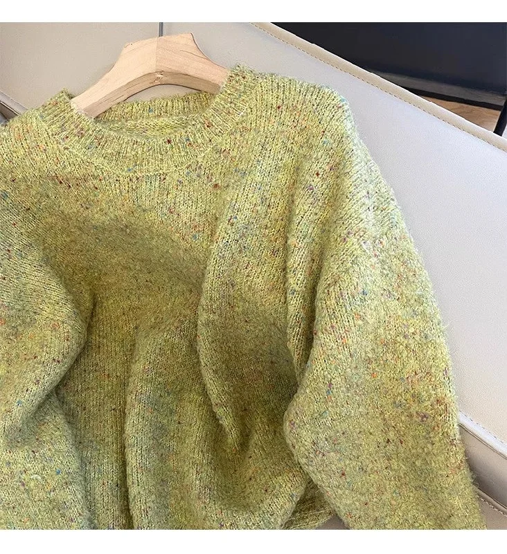 Popular Color Dot Round Neck Sweater Women's New Casual Sweater S4891 Elasticated Padded Insulated Popular Color Dot Round Neck Sweater Women's New Casual Sweater S4891 Elasticated Padded Insulated