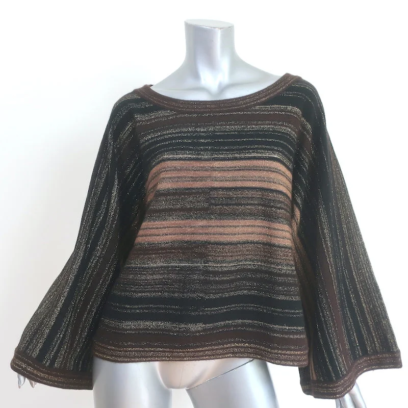Pringle of Scotland Cashmere Sweater Brown Metallic-Striped Knit Size Small Chenille Fabric Brocade Fabric Lace Fabric Pringle of Scotland Cashmere Sweater Brown Metallic-Striped Knit Size Small Chenille Fabric Brocade Fabric Lace Fabric