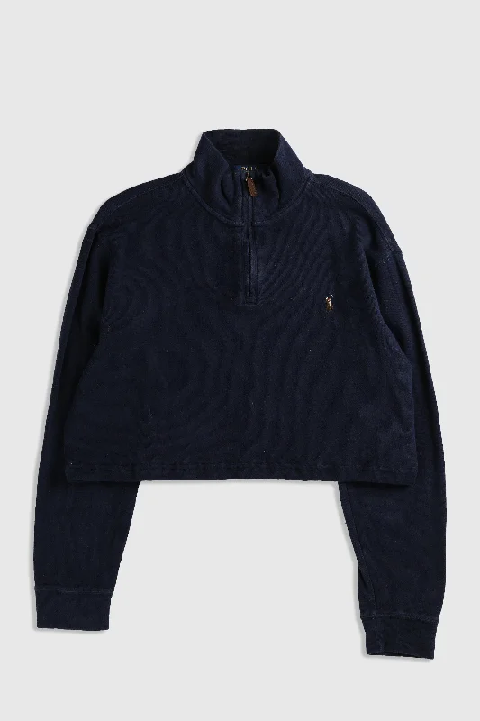 Rework Crop Knit Sweater - XL Houndstooth Herringbone Solid