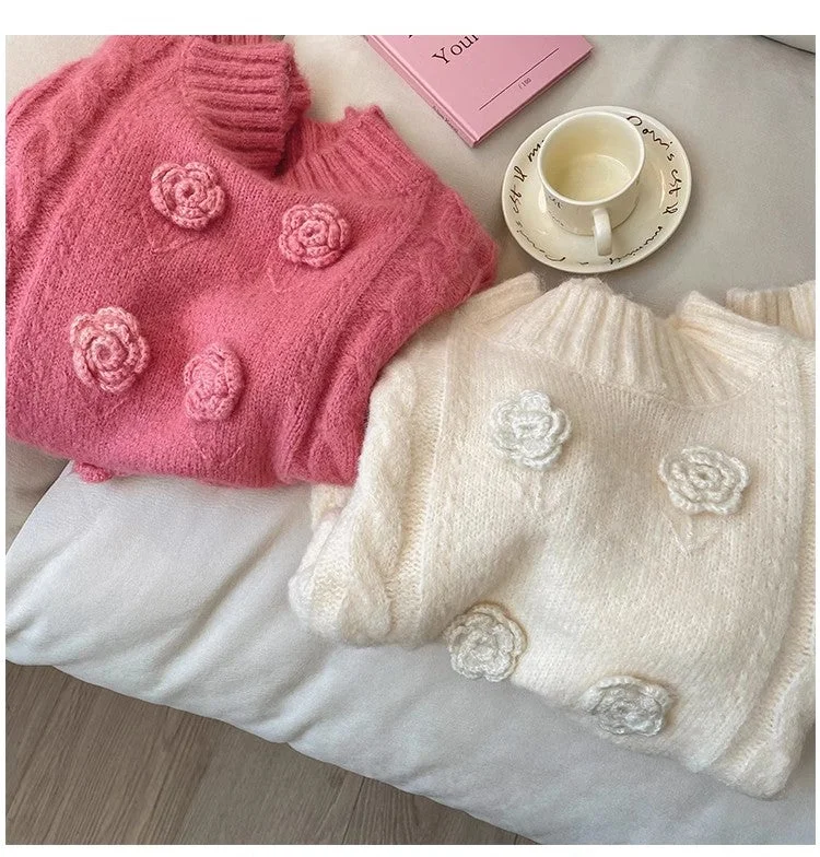 Round Neck Sweater Women's New Sweet Style Knitted Top S4900 Lace Blend Ribbed Blend Corduroy Blend Round Neck Sweater Women's New Sweet Style Knitted Top S4900 Lace Blend Ribbed Blend Corduroy Blend