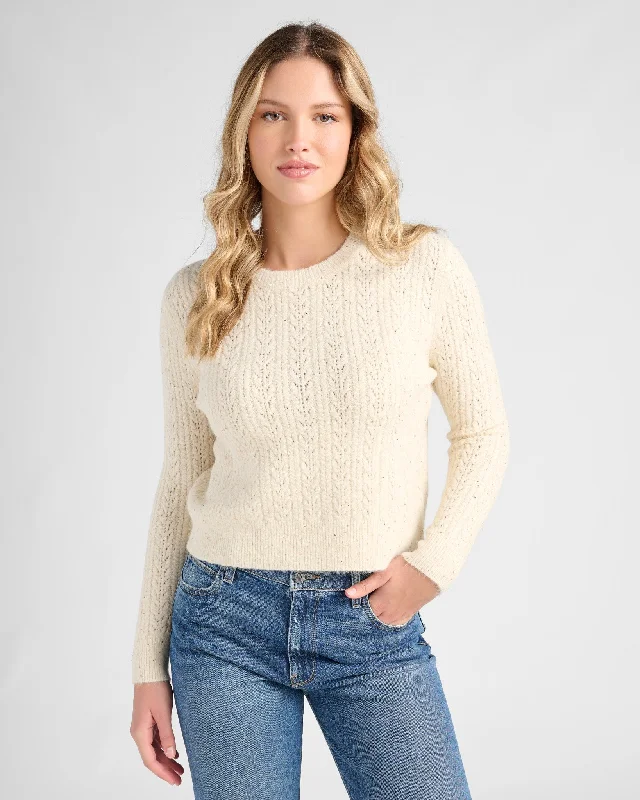 Sequin Crewneck Sweater Silk Blend Satin Velvet
