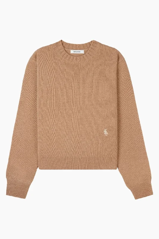 Sporty & Rich SRC Cashmere Jumper - Camel/ White Layered Multi-layer Single Layer