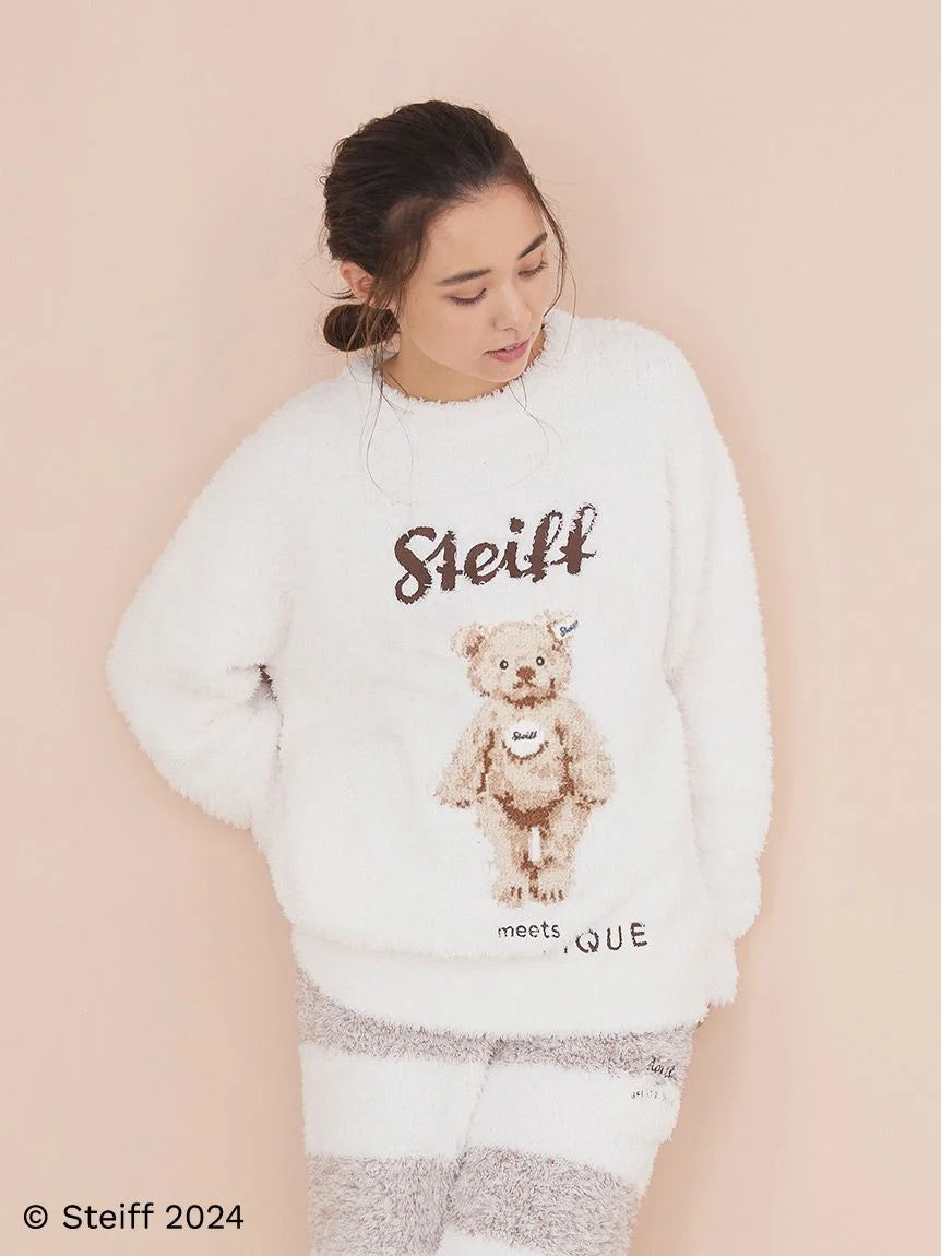 [Steiff] Gelato James Jacquard Pullover Sweater Real Fur Shearling Chenille