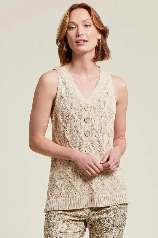 Tribal CableKnit Sweater Tank Bright Pastel Dark