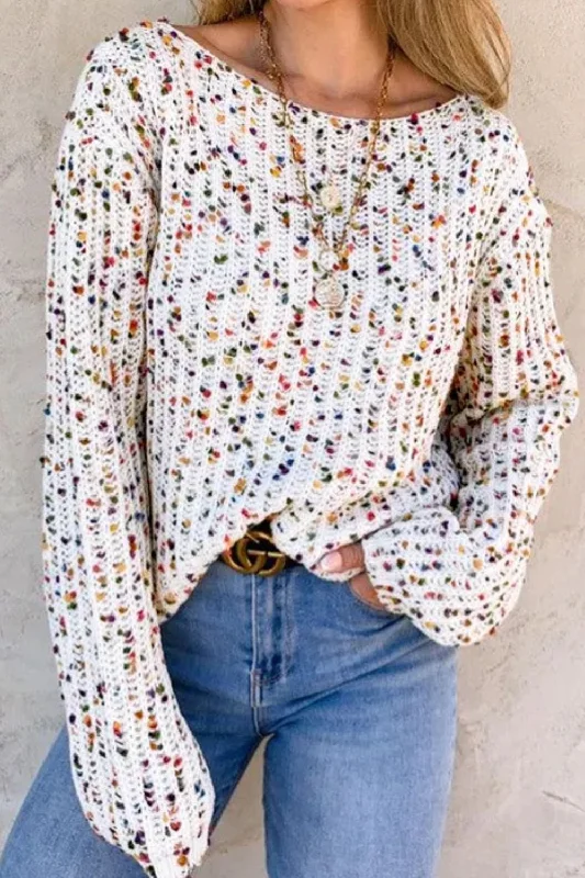 Twisted Confetti Boat Neck Sweater Collared Crew Neck Turtle Neck