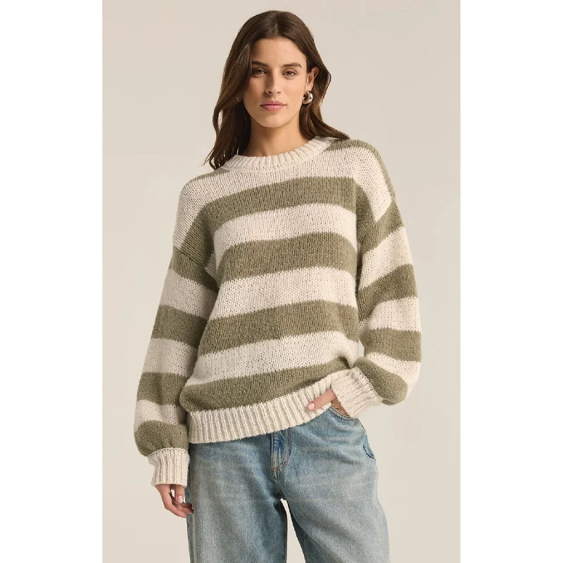 Z Supply Anders Stripe Sweater in Willow Spandex Rayon Corduroy