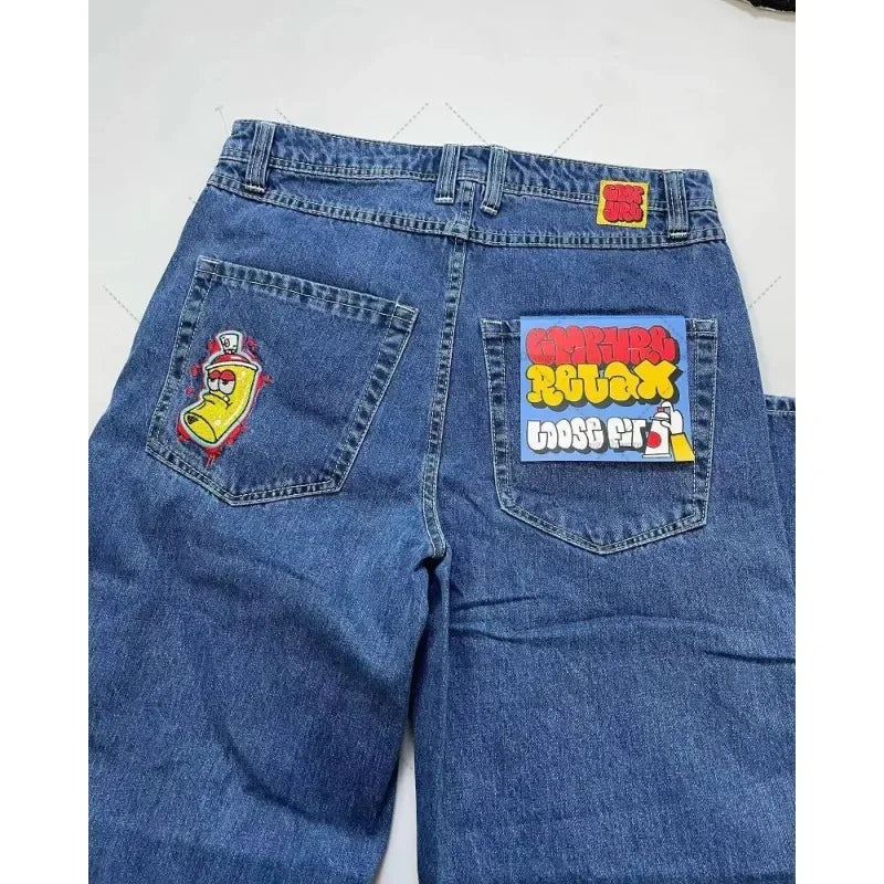 jeans Y2K oversized letter printed denim trousers for men and women Cozy Relaxed Fit Jeans jeans Y2K oversized letter printed denim trousers for men and women Cozy Relaxed Fit Jeans
