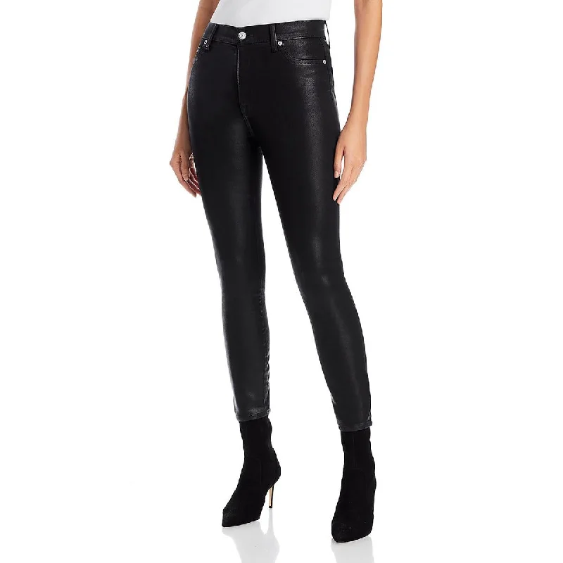 7 For All Mankind Womens Coated High Waist Skinny Jeans Stylish High-Rise Mom Jeans
