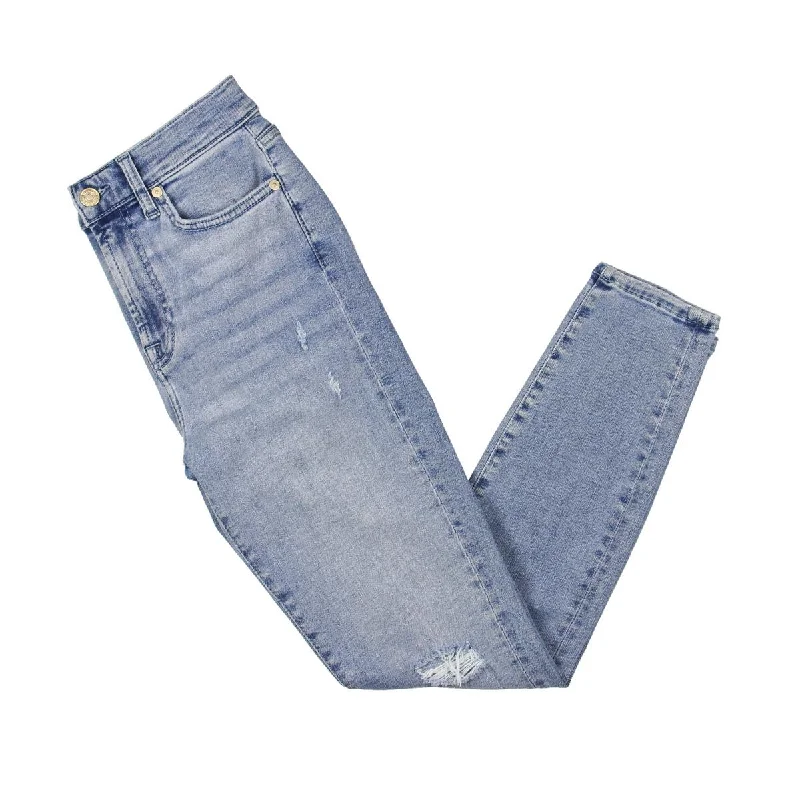 7 For All Mankind Womens High Rise Distressed Skinny Jeans Trendy Vintage Denim Jeans 7 For All Mankind Womens High Rise Distressed Skinny Jeans Trendy Vintage Denim Jeans