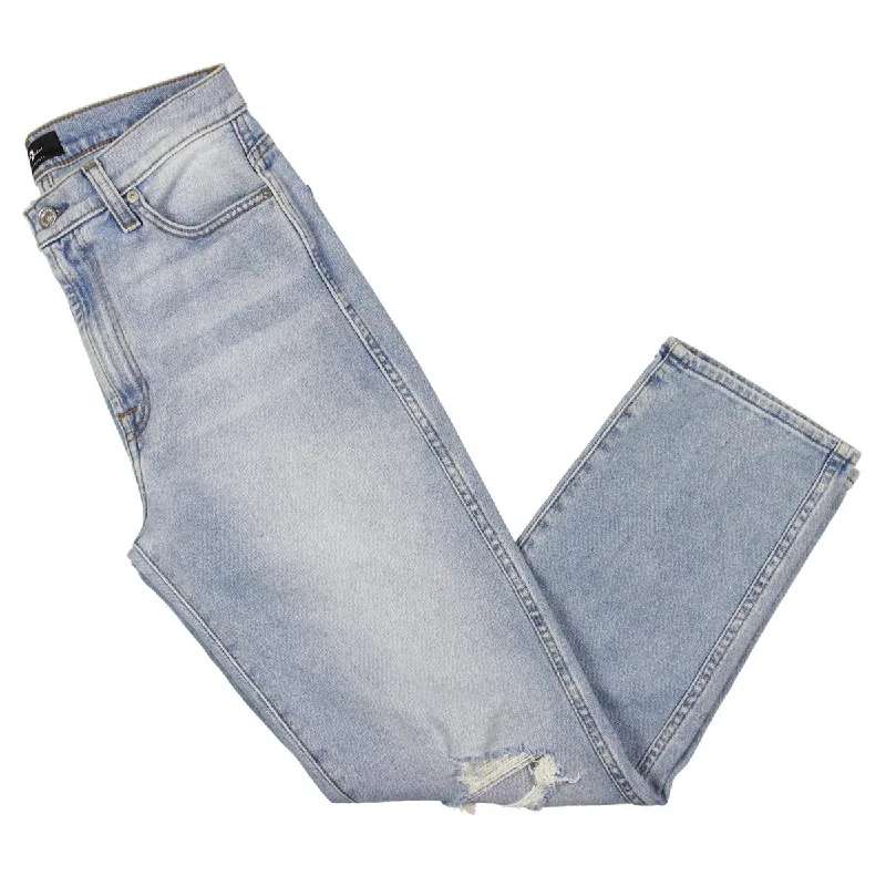 7 For All Mankind Womens High Rise Light Wash Straight Leg Jeans Stylish Relaxed Fit Skinny Jeans 7 For All Mankind Womens High Rise Light Wash Straight Leg Jeans Stylish Relaxed Fit Skinny Jeans