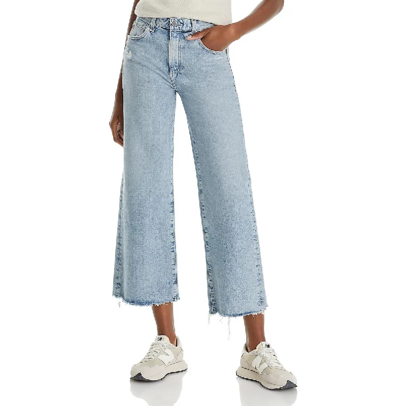 Adriano Goldschmied Womens Cropped Distressed Wide Leg Jeans Stylish Paperbag Waist Denim Adriano Goldschmied Womens Cropped Distressed Wide Leg Jeans Stylish Paperbag Waist Denim