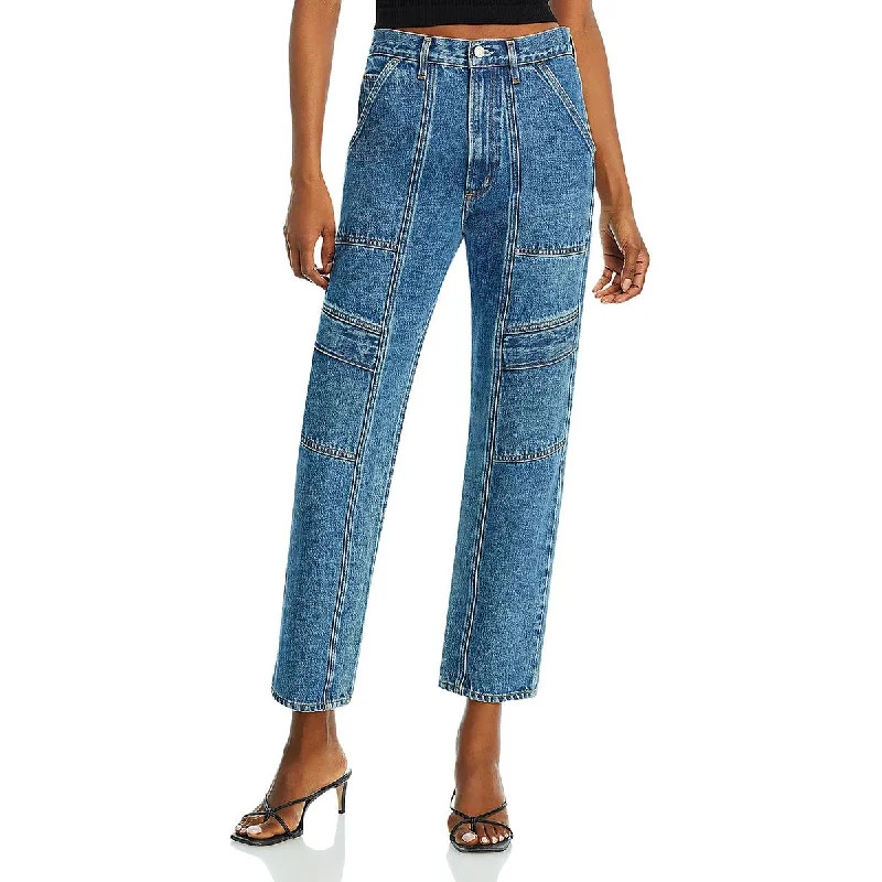 Agolde Womens High Rise Ankle Cargo Jeans Trendy Paperbag Waist Jeans