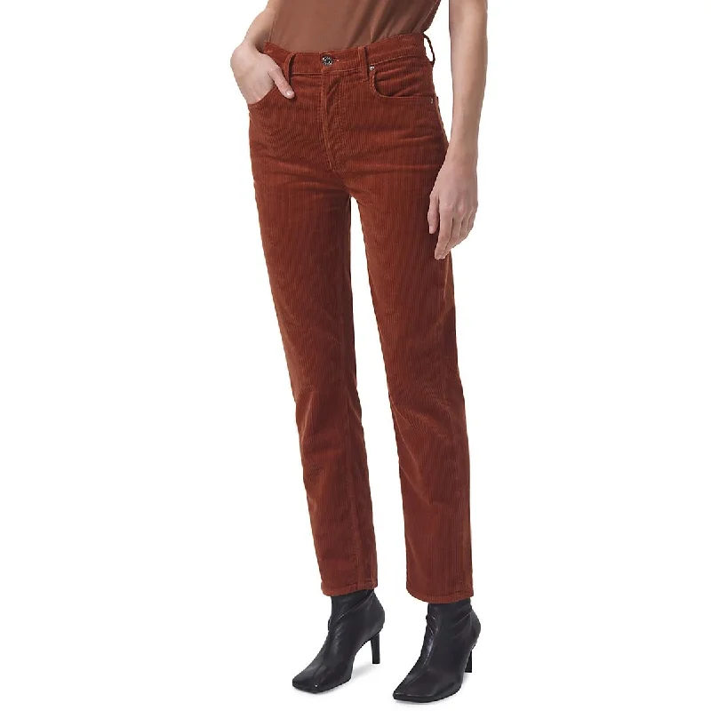 Agolde Womens High Rise Corduroy Straight Leg Jeans Elegant Skinny Leg Jeans