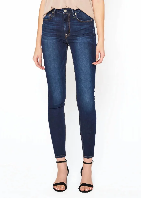 Augusta Skinny Jean In Blue Denim Chic Rolled Cuff Denim Jeans