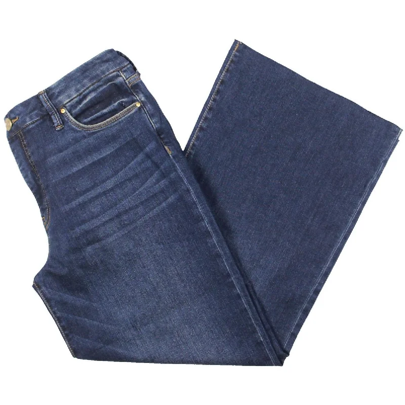 Womens High Rise Raw Hem Wide Leg Jeans Stylish High-Rise Mom Jeans
