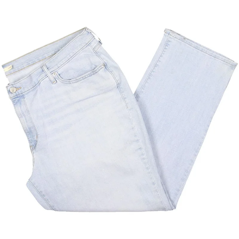 Plus Womens Mid-Rise Relaxed Fit Straight Leg Jeans Elegant Bootcut Fit Jeans
