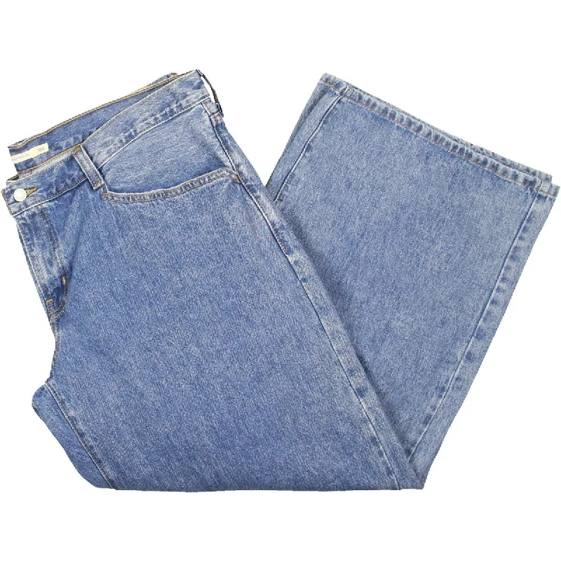 Plus Take Chances Womens Denim Baggy Wide Leg Jeans Stylish High-Waisted Denim