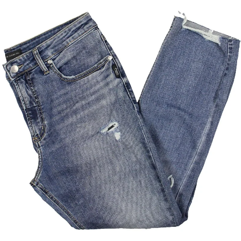 Womens Mid Rise Ankle Straight Leg Jeans Cozy Relaxed Fit Jeans