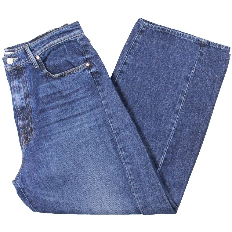 Womens Ankle Wide Leg Ankle Jeans Trendy Pleated Waist Jeans