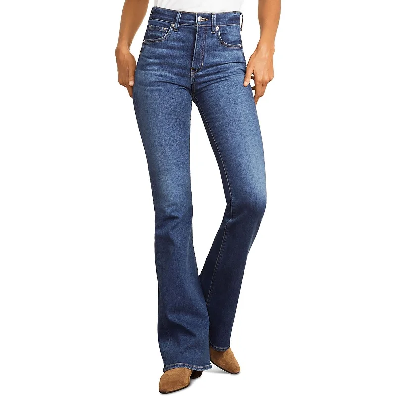 Womens High Rise Skinny Flared Jeans Comfortable Distressed Straight-Leg Jeans