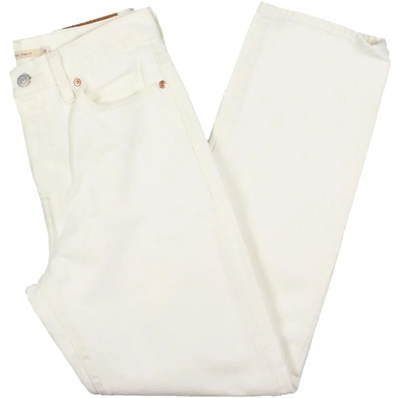 Womens Cotton High Rise Straight Leg Jeans Cozy Tencel Blend Denim Jeans