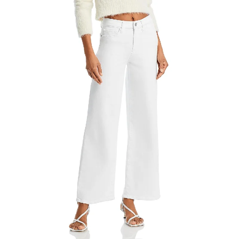 Womens High Rise Cotton Blend Wide Leg Jeans Stylish Acid-Wash Jeans