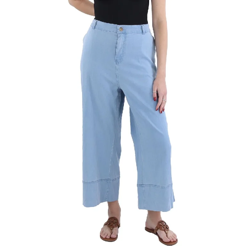 Clarissa Womens Tencel Ankle Wide Leg Jeans Comfortable Mid-Rise Jeans